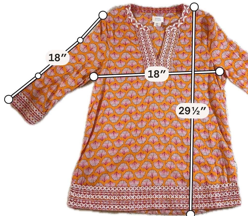 Sigrid Olsen Women's Embroidered Cotton Tunic Top Orange Pink Size S - Picture 3 of 6